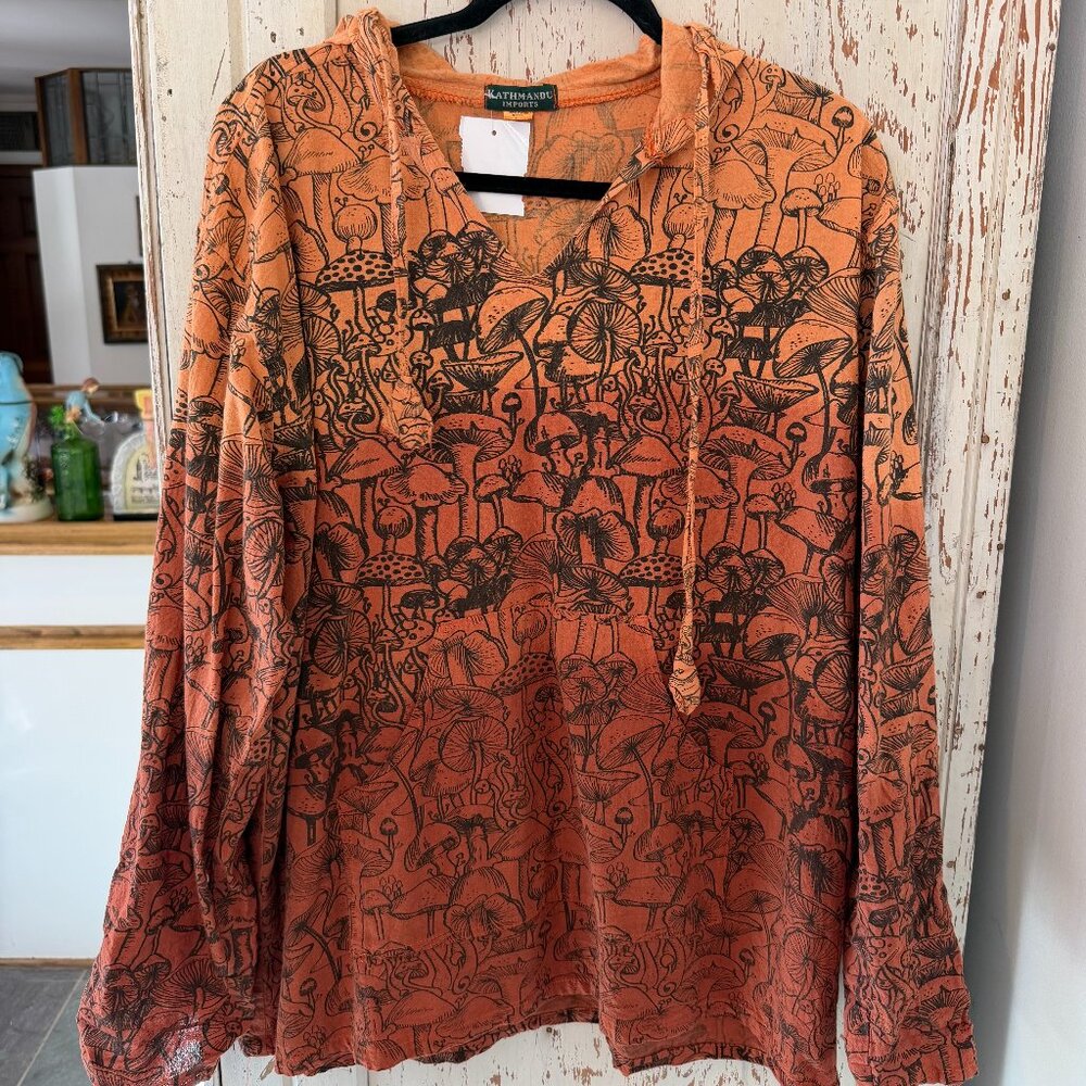 Rust Floral Hoodie Blouse - Women - Picture 3 of 6